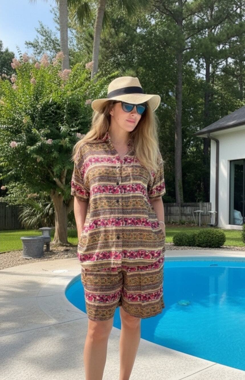 Vintage 90’s Lauren Brooke Tropical Print Resort Wear Matching Short Set